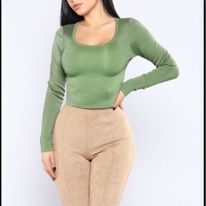 Olive circle neck top